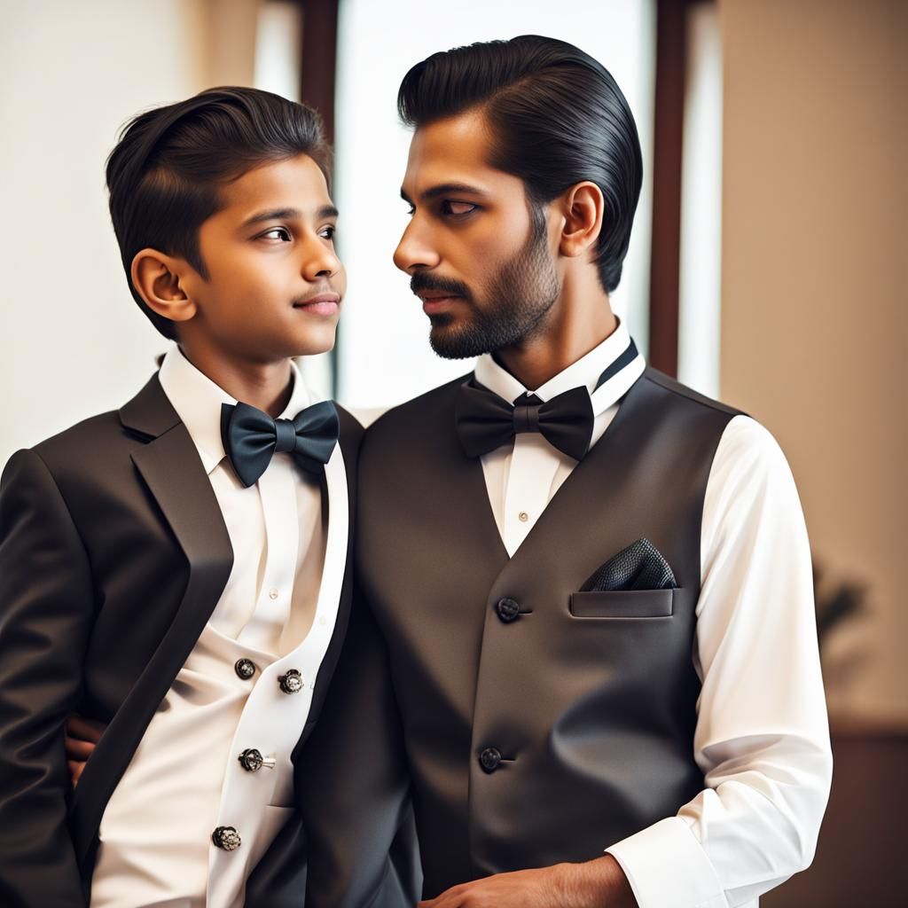 Indian Businessman and Son: Dark Magic Portrait