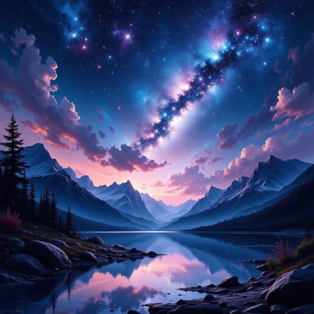 Vibrant Milky Way Over Majestic Mountains