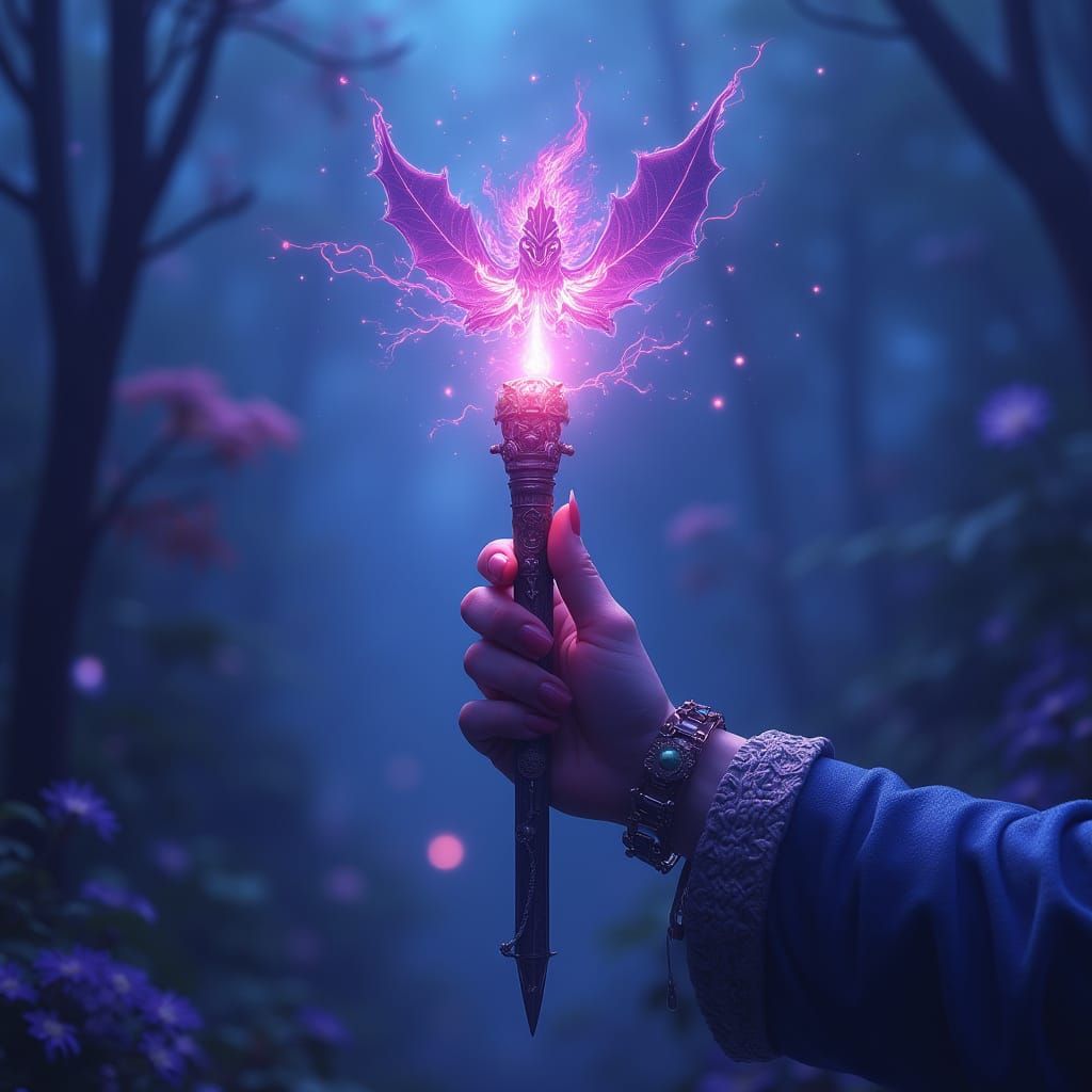 Midnight Charmers Kpop Lightstick in Dreamlike Fantasy Scene