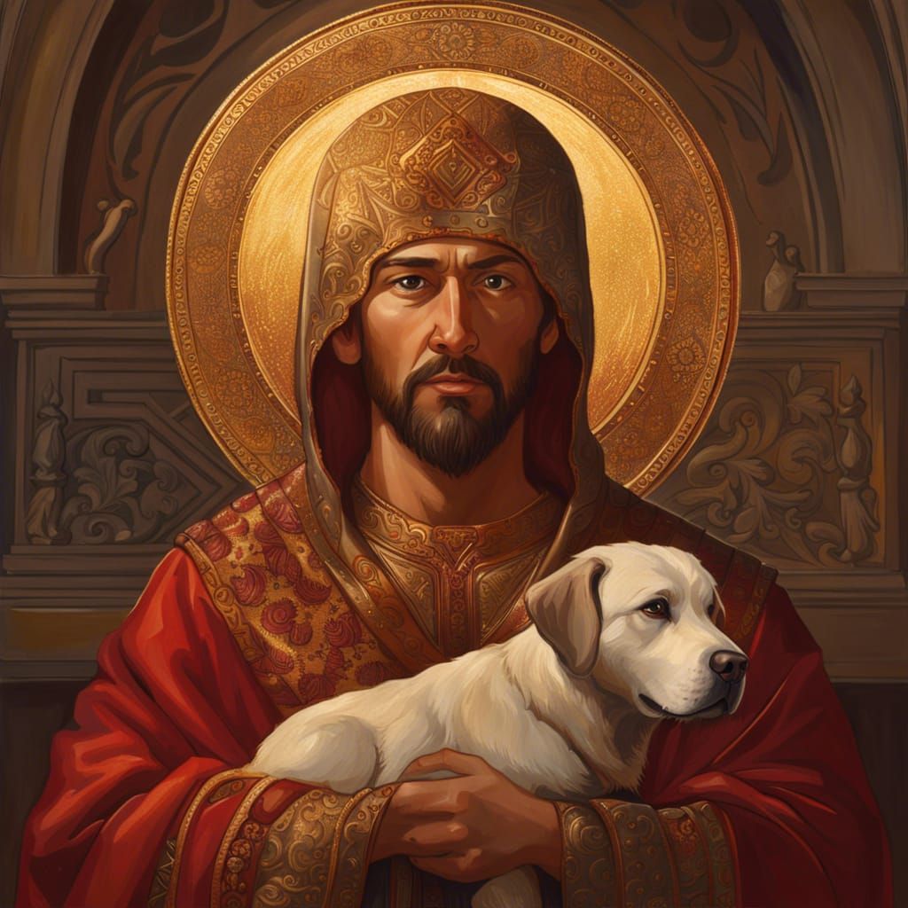 John Wick as Byzantine Saint with Puppy