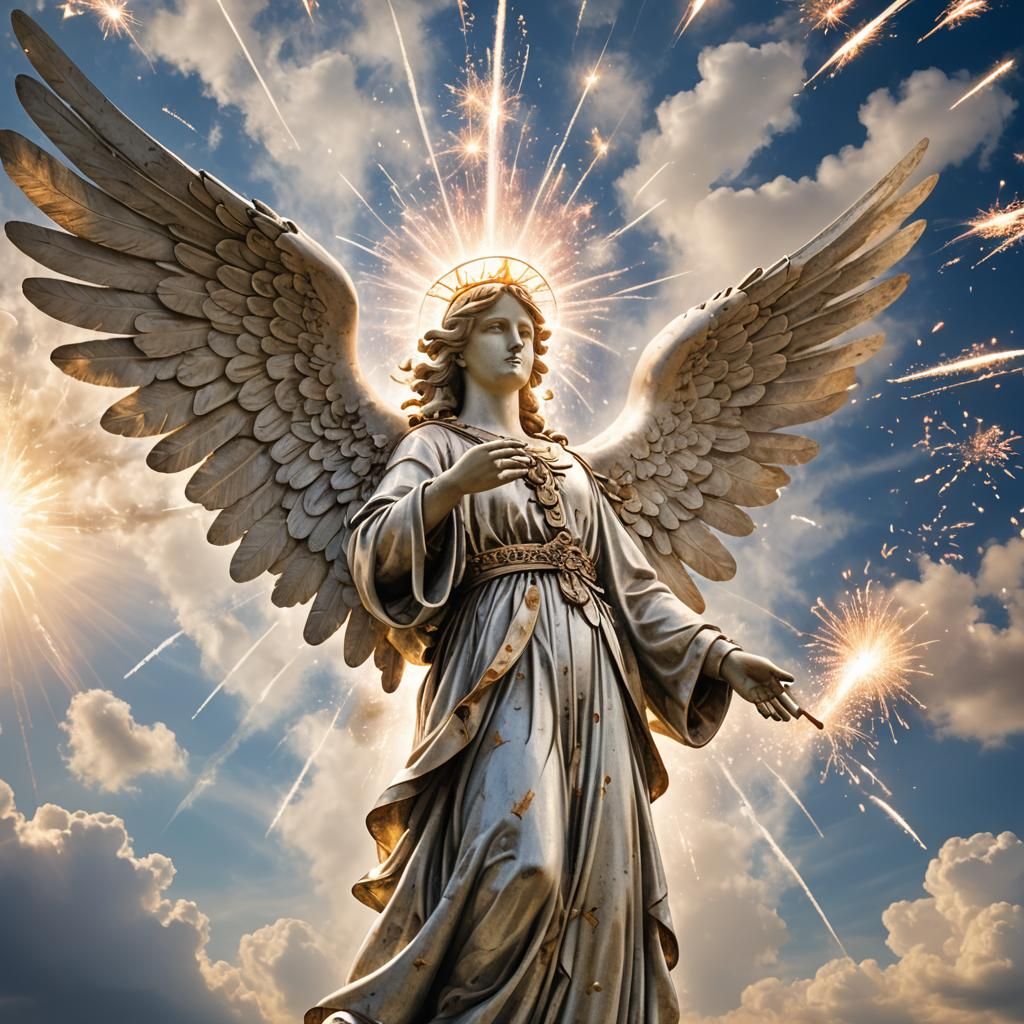 Patriotic Angel Made of Fireworks