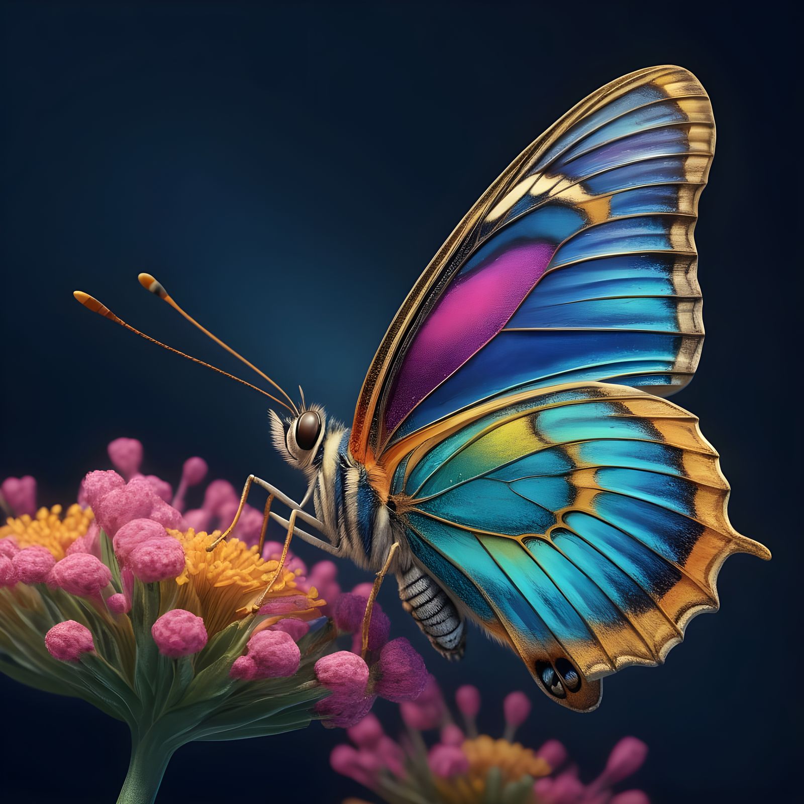Vibrant Butterfly in Hyperrealistic Digital Art