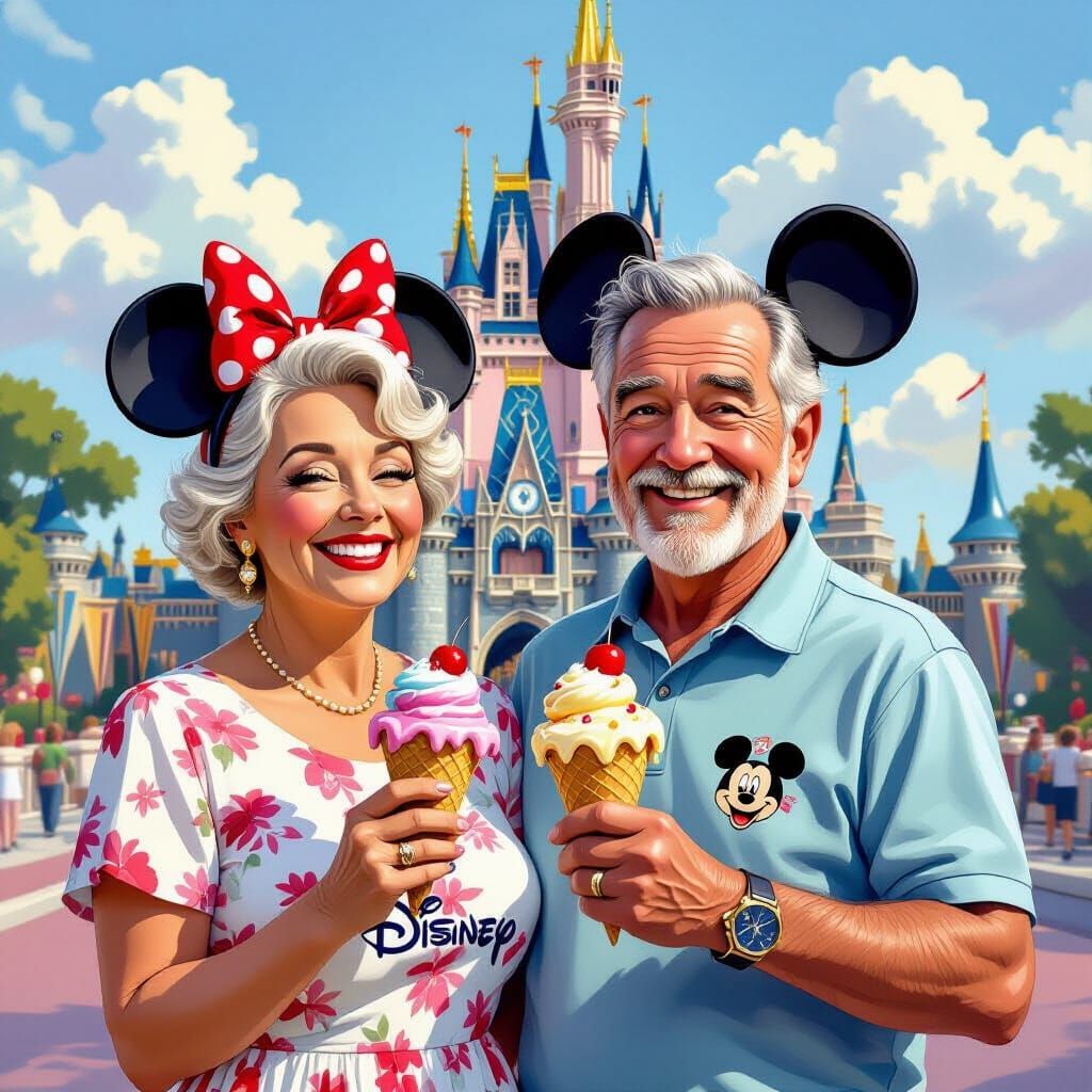 Happy Elderly Couple at Disney World