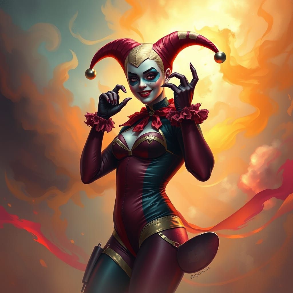Harley Quinn Surreal Portrait in Ethereal Fantasy Style