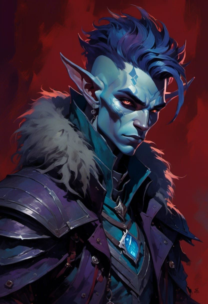 Dark Elf in Flaming Hellscape: Fantasy Comic Art