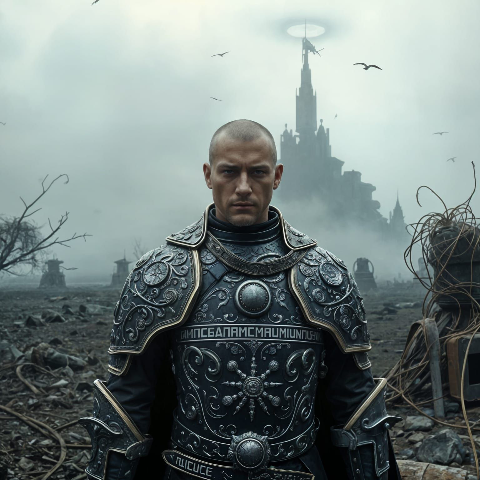 Majestic Slavic Prince in Post-Apocalyptic Ruins