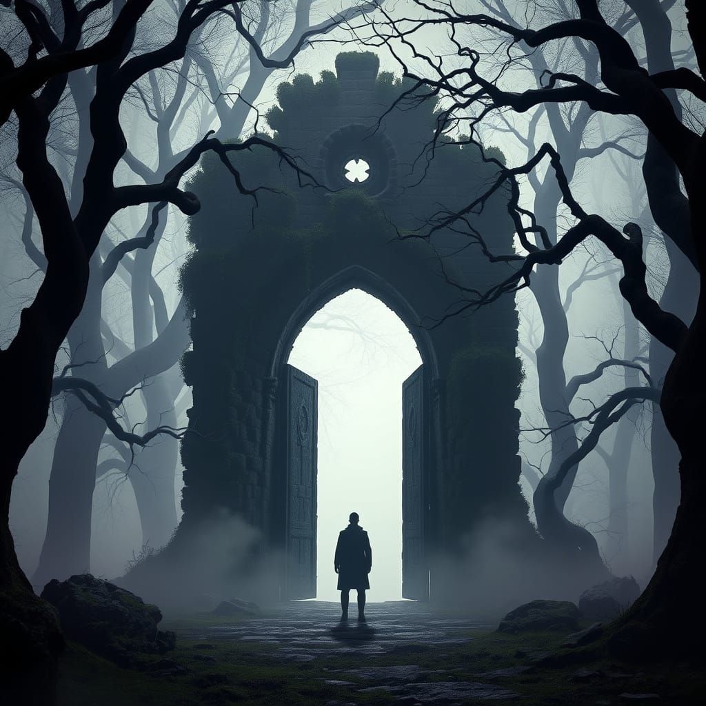 Ancient Stone Archway in Mystical Forest Landscape