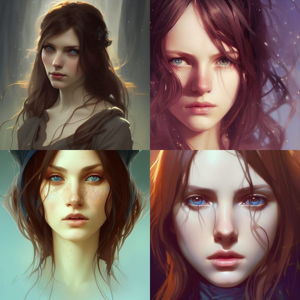 Young Witch Portrait in Art Nouveau Style