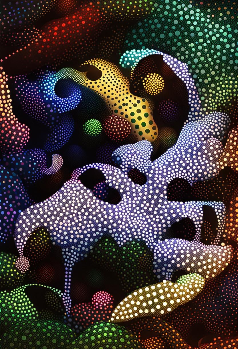 Psychedelic Neon Polka Dot Abstract Shapes