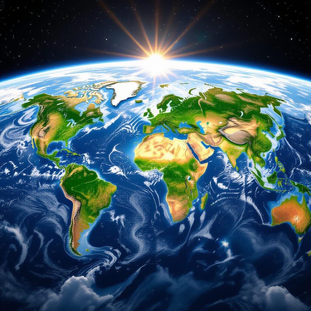 Vibrant Earth from Space in Ultra-Realistic Detail