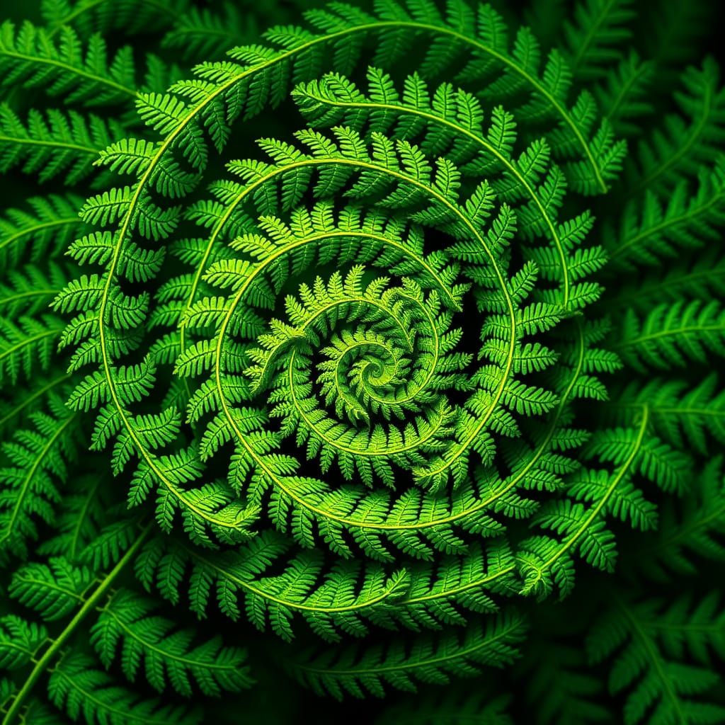 Nature's Intricate Fractal Patterns in Vibrant Green