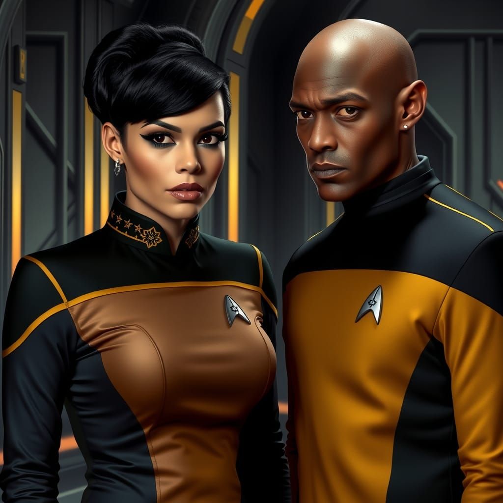 B'Elanna Torres and Tuvok in Industrial Futurism Style