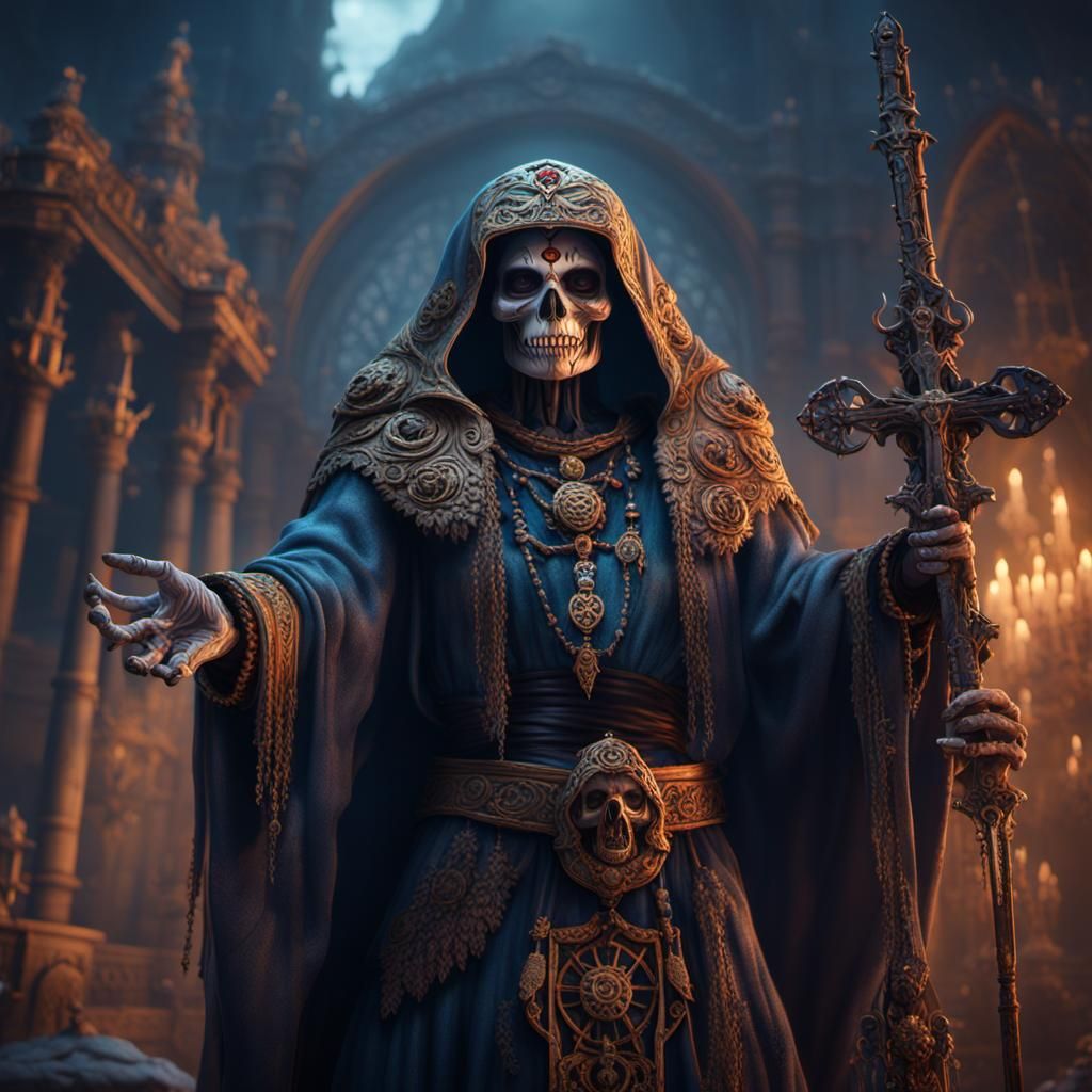 Detailed Matte Painting of Santa Muerte