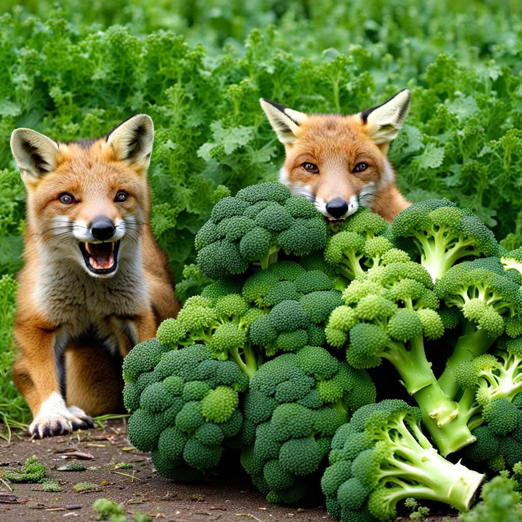 Foxes Versus Broccoli: A Whimsical Showdown