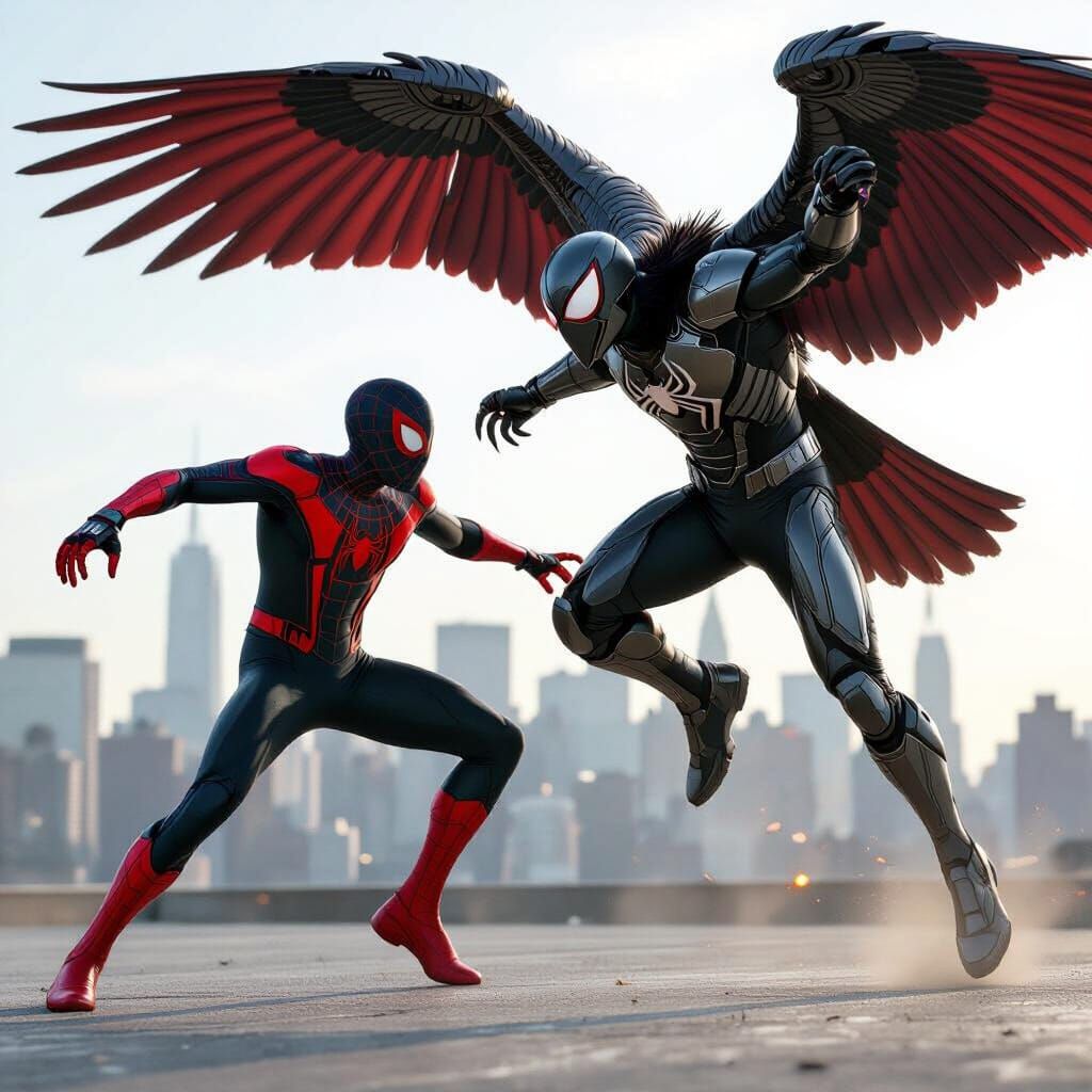 Spider-Man Miles Morales Battles Vulture in Dynamic City Fig...