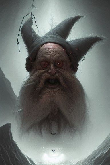 Creepy Tomte Gnome Portrait: Sinister Fantasy Art