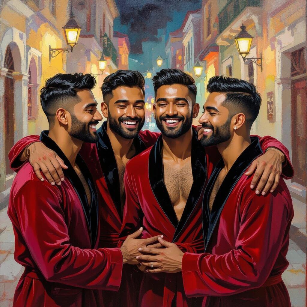 Four Friends in Neo-Impressionist Style