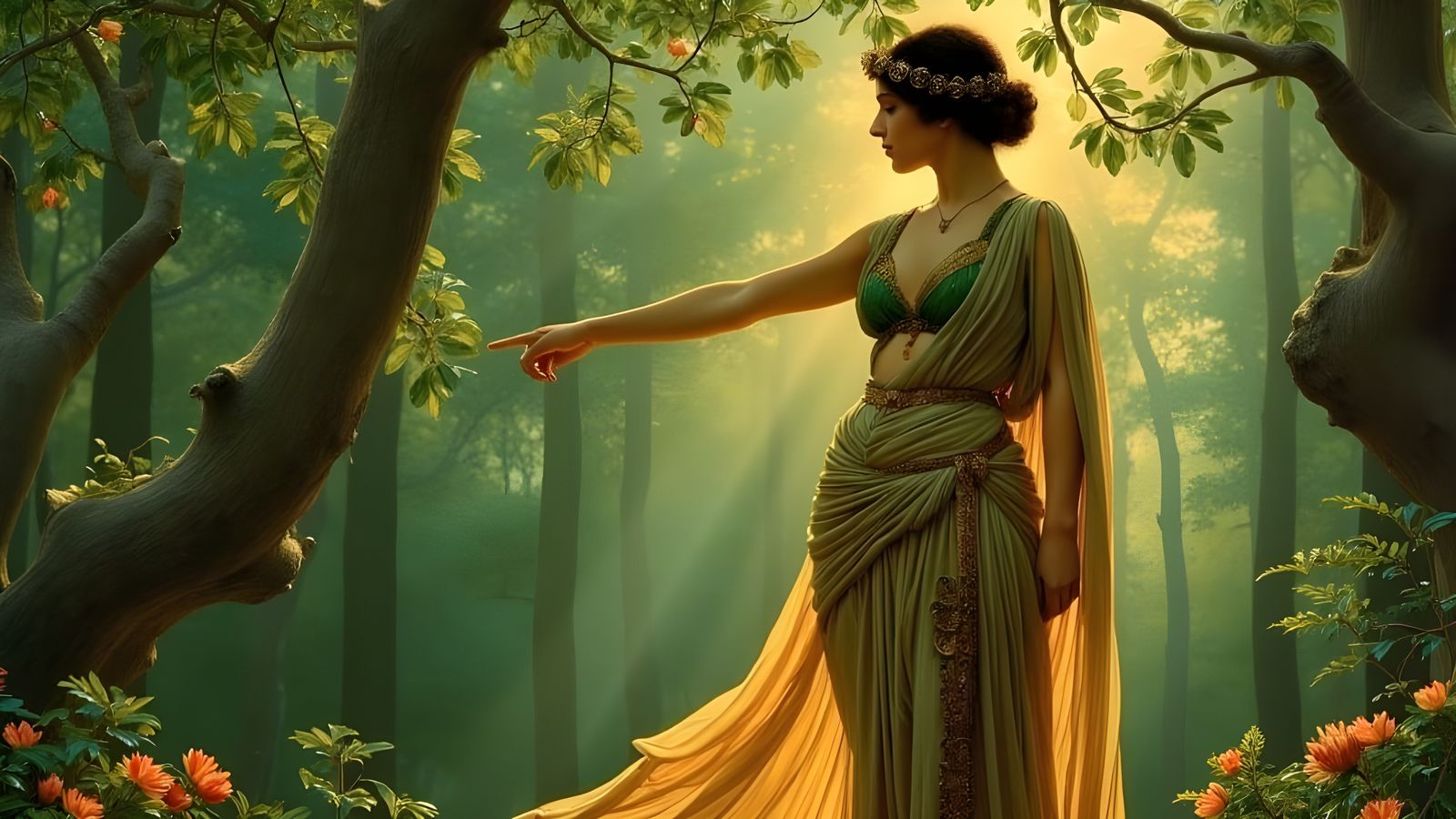 Ancient Greek Goddess Reveals Mysterious Dryad in Forest