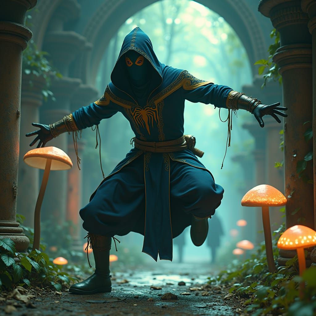 Spider-Man as D&D Monk Thief: Detailed Matte Painting