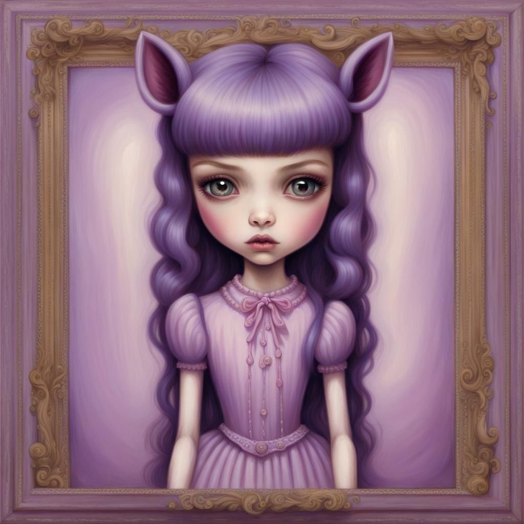 Surreal Purple Pony Girl Portrait