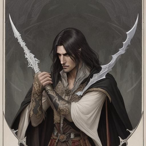 High Elf Sorcerer in Alphonse Mucha Style