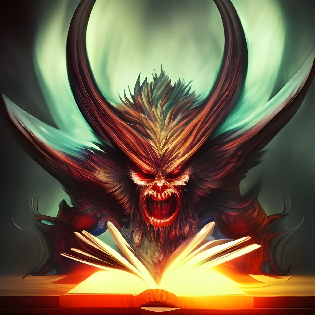 Demonic Book Cover in Hyperrealistic Splash Art
