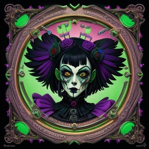 Goth Girl and Raven in Candy Art Style