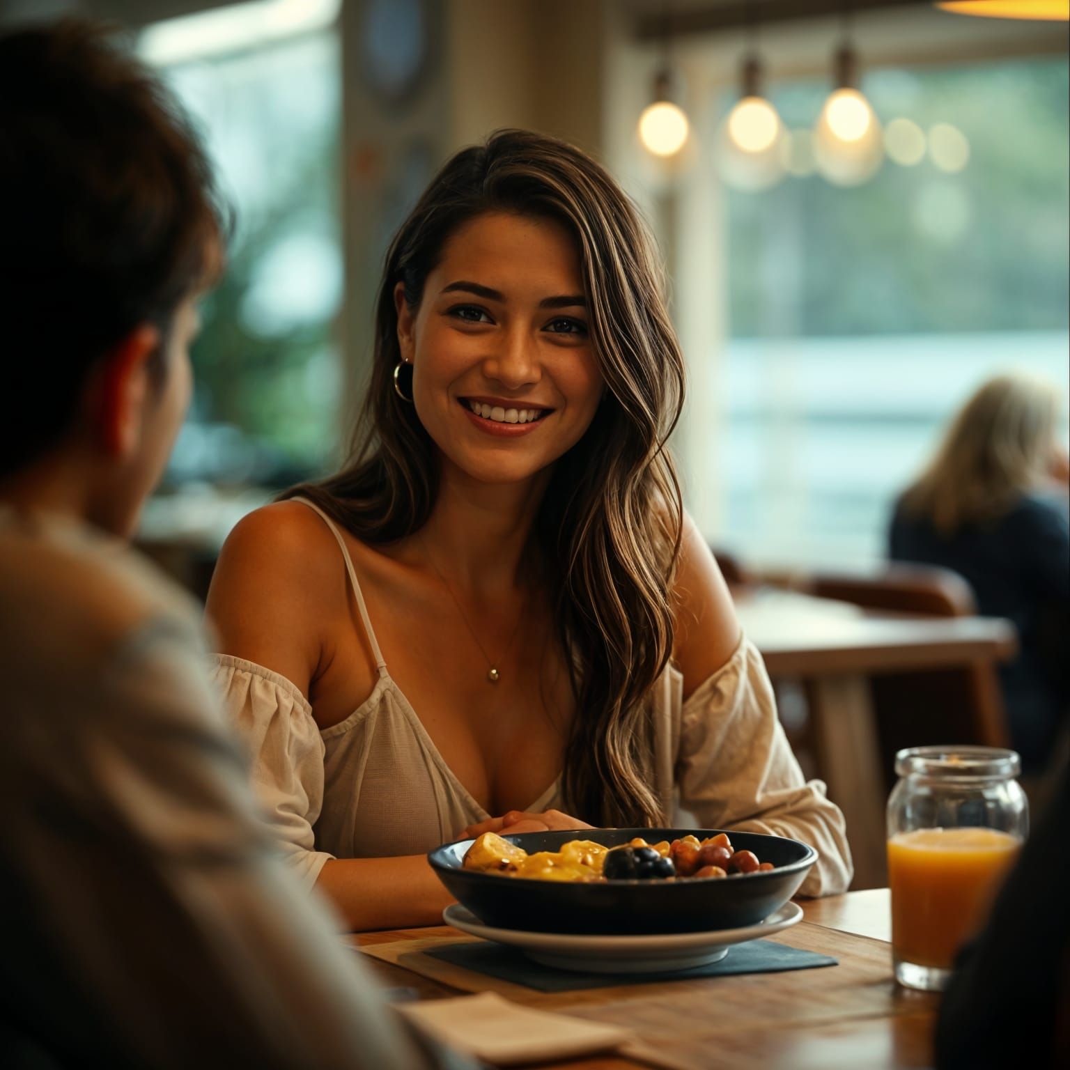 Photorealistic Morning Scene with Smiling Couple