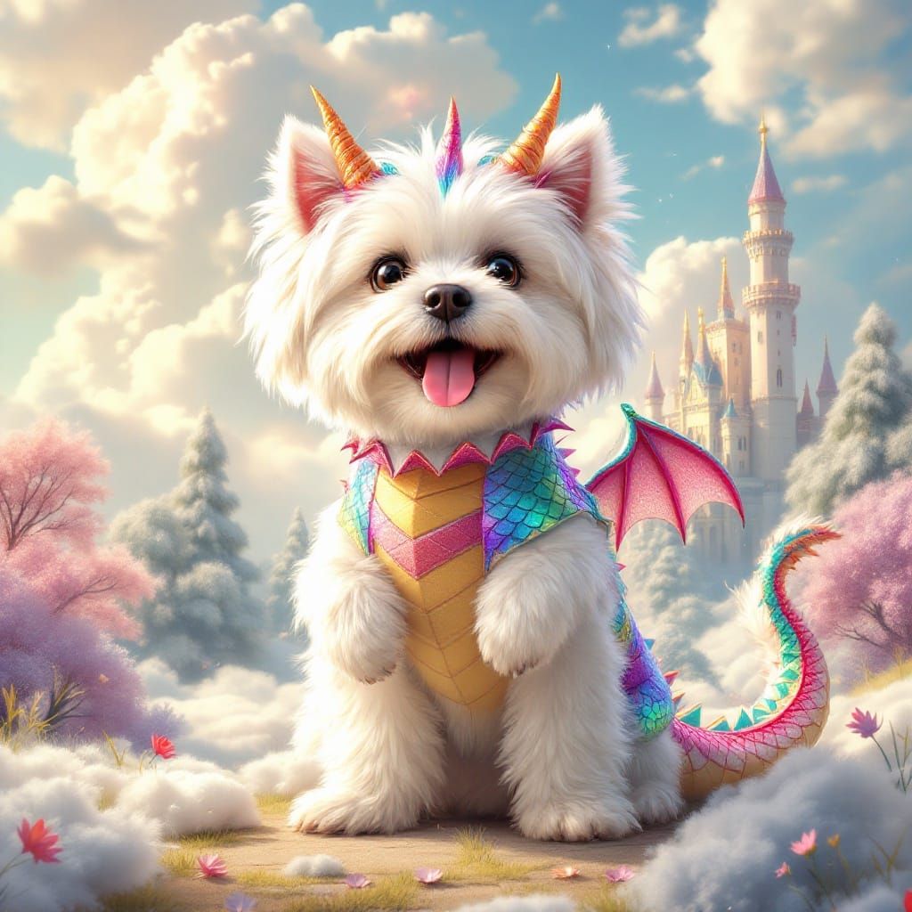 Whimsical Dragon Havanese Delight