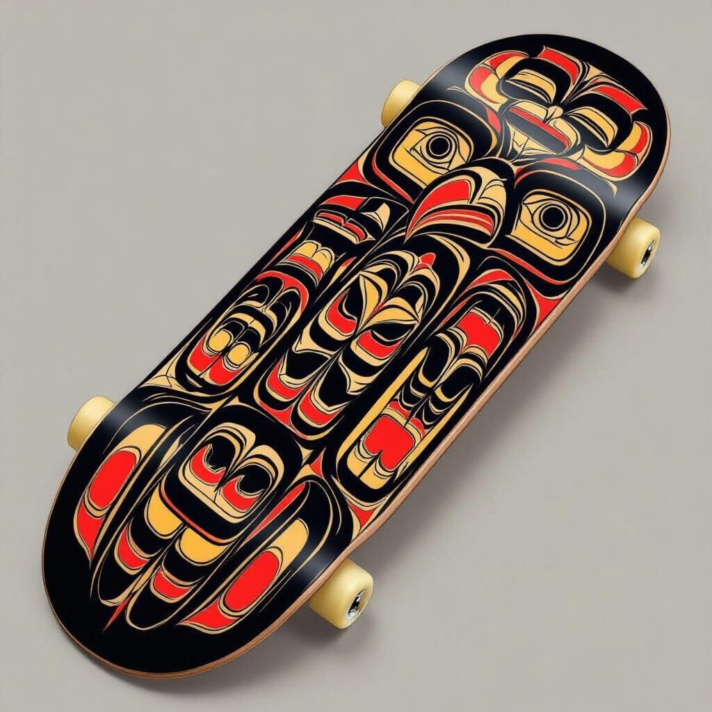 Haida Inspired Skateboard Art with Raven or Bear
