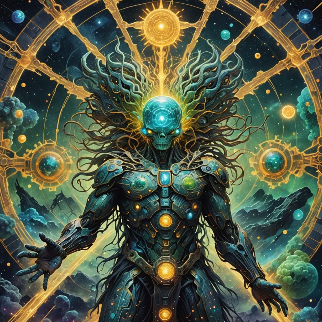 Radioactive Elemental Creature in Astral Cosmic Illustration