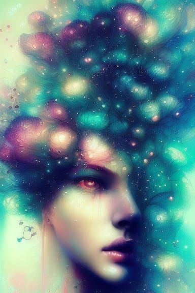 Pregnant Woman Constellation in Maximalist Style