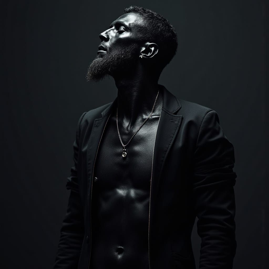 Black Skin Model in Haute Couture Fashion