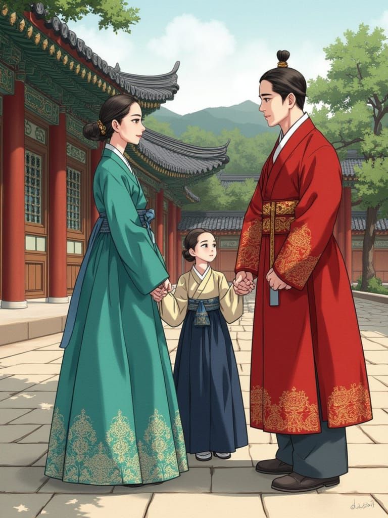 Korean Royal Family Portrait in Manwha Style