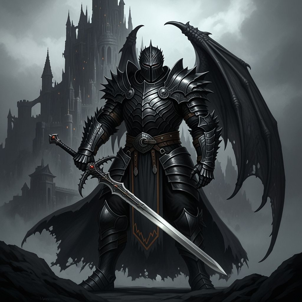 Black Knight With Dragon Armor and Wings