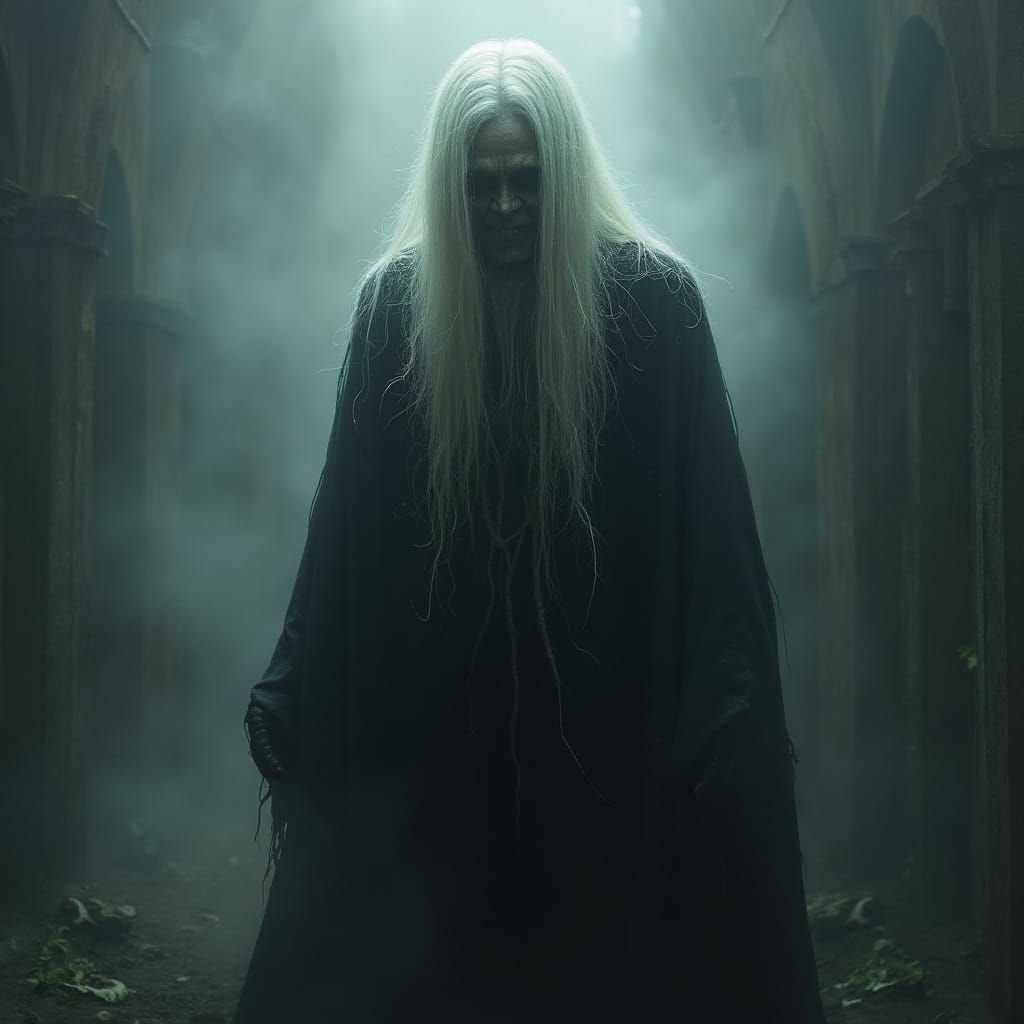 Eerie Grim Reaper in Fog, Gothic Horror Style