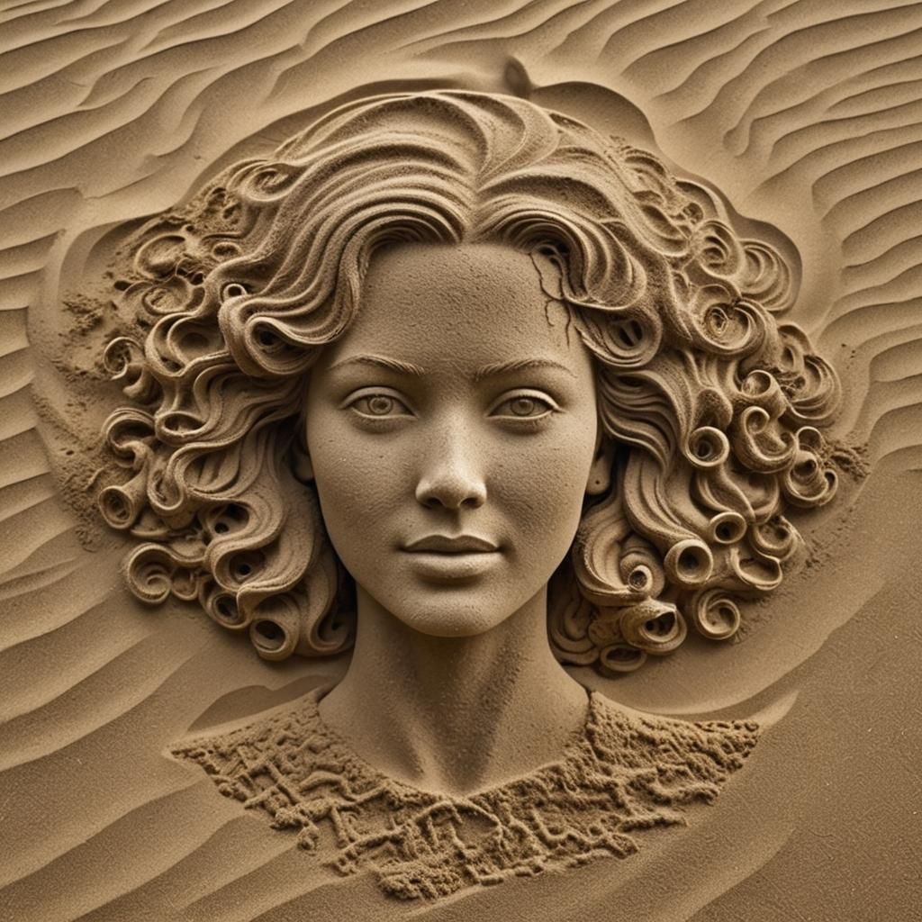 Sand Engraving of Woman's Face in 4D
