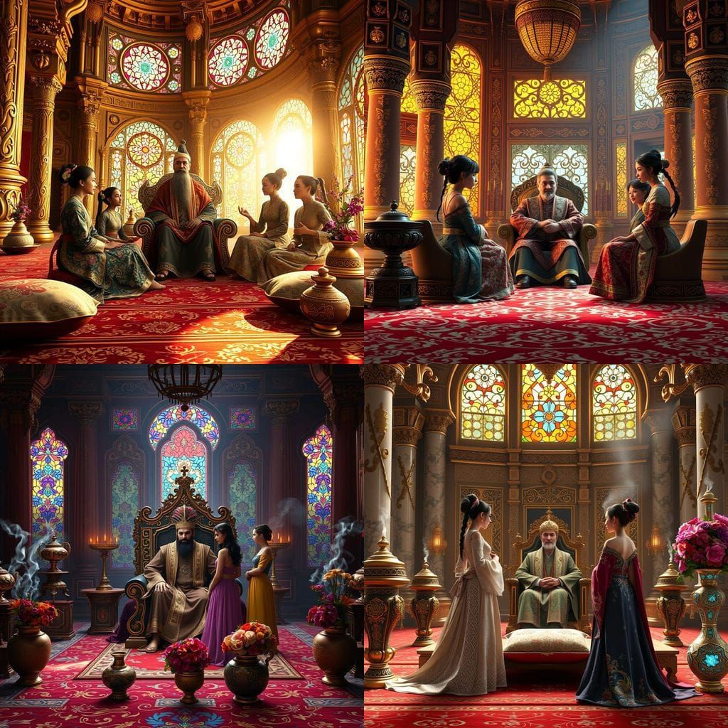 Oriental Palace of the Padishah in Opulent 3D Animation Styl...