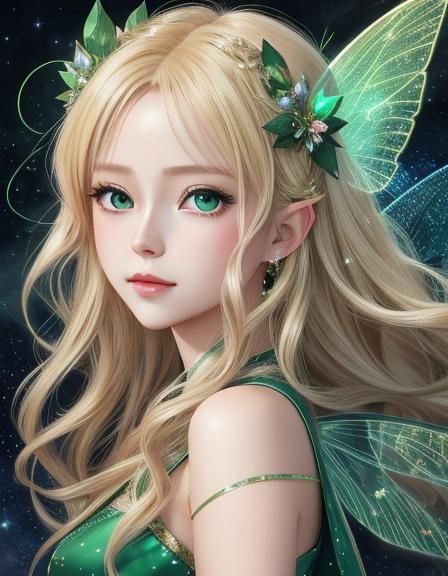 Anime Style Fairy Gazing at Stars