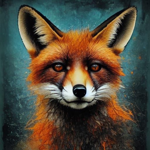 Lava Fox Emerging From Fiery Flames