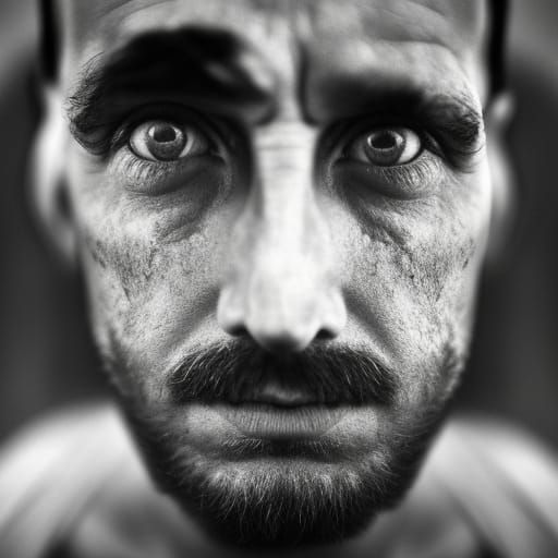 Intense Portrait of Greek Soldier in War