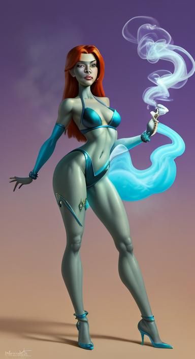 Kim Possible as a Genie in Ethereal Fantasy Art