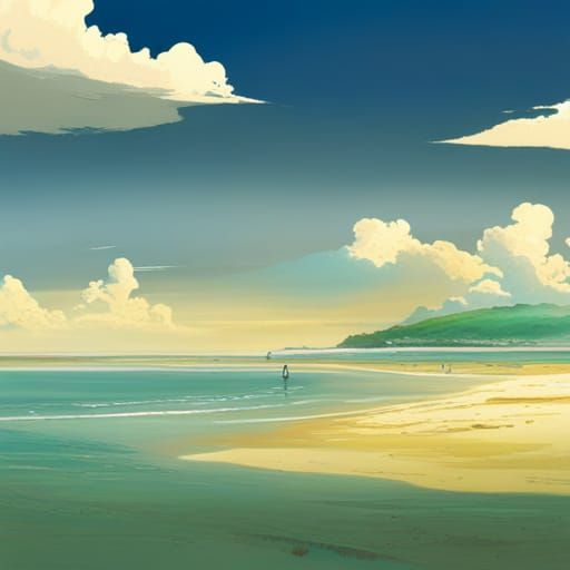 Low Tide Scene in Anime Style