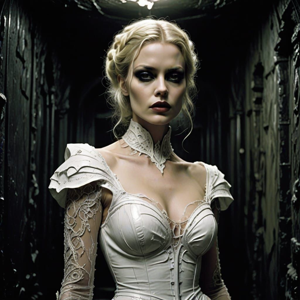 Mysterious Blonde in Moody Noir Atmosphere