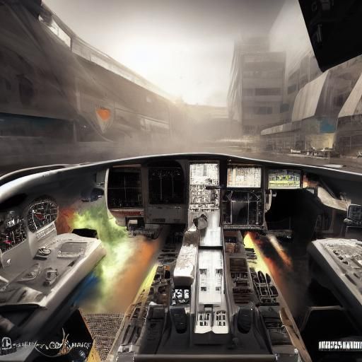 Modern Warfare Jet Cockpit in Hyperrealistic Splash Art