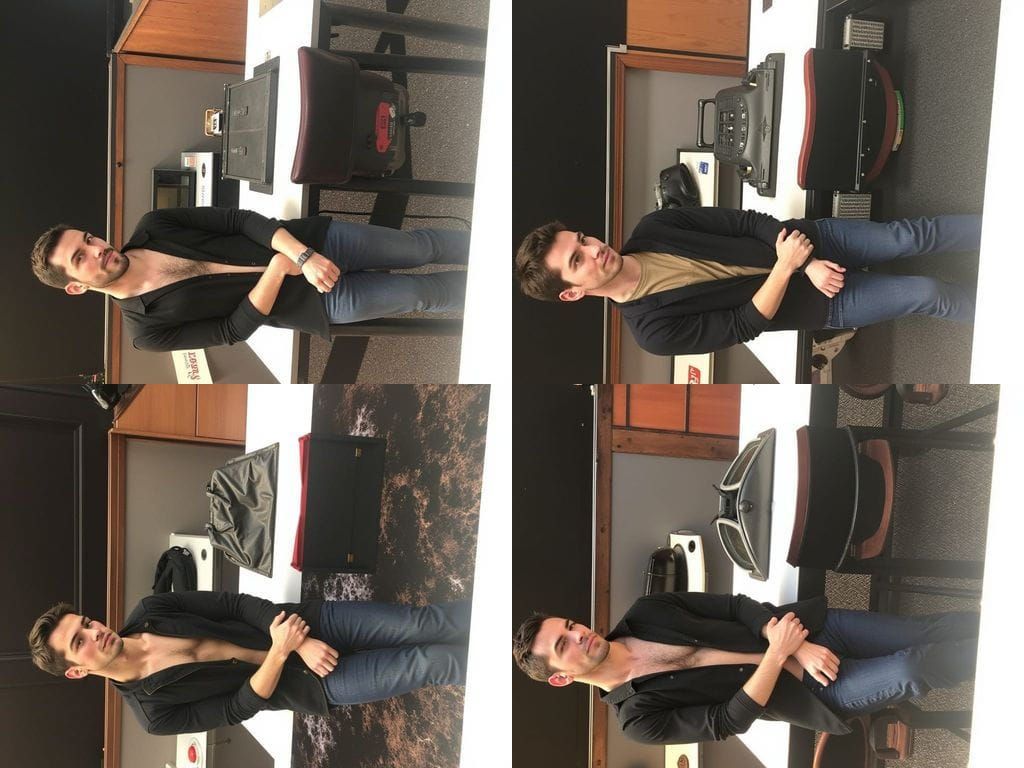 Man Poses Shirtless Without Jacket