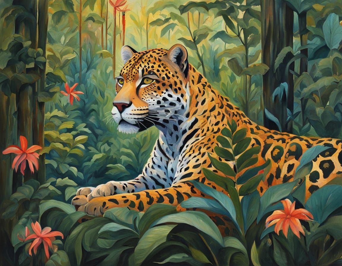 Vibrant Jungle Explorer in Expressive Gouache