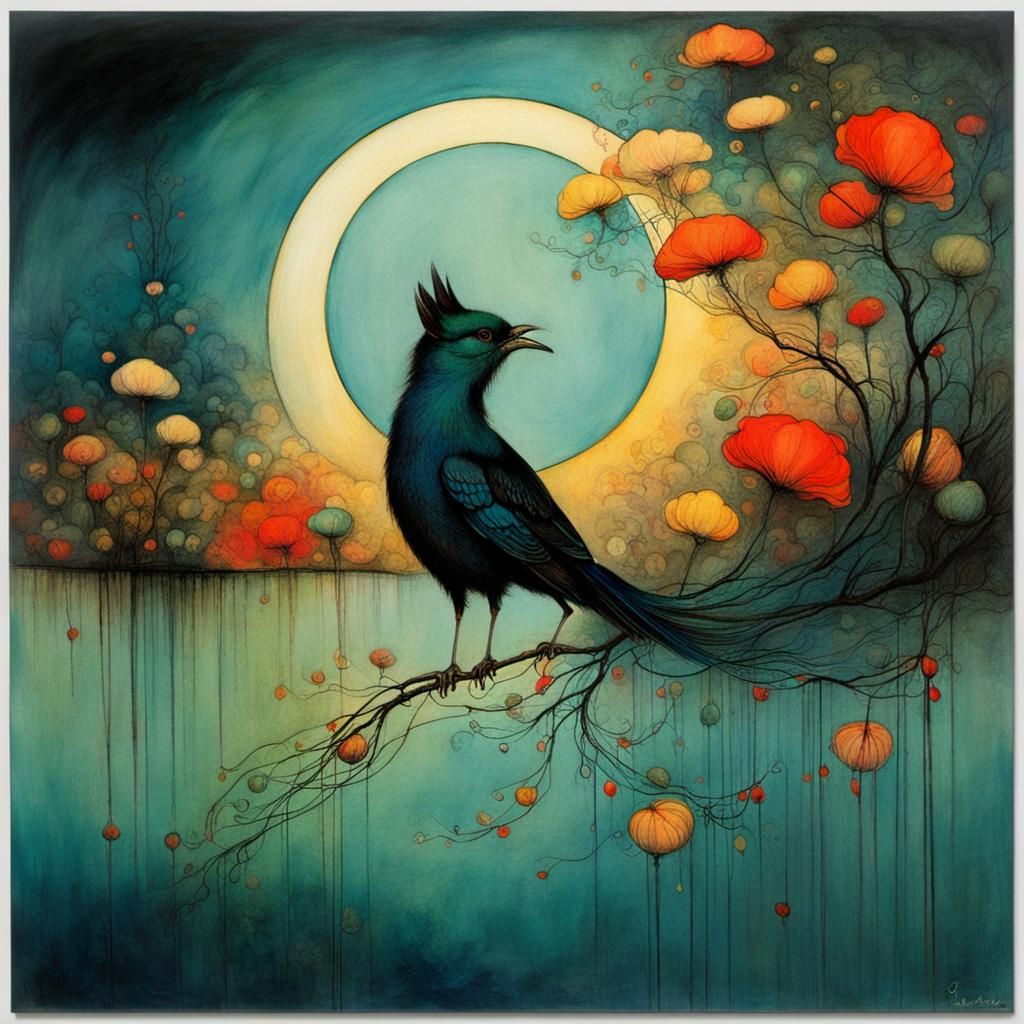 Abstract Art with Complementary Colors and Fine Details