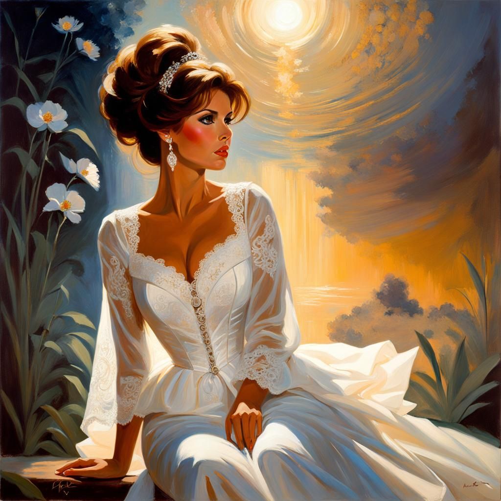 Impressionist Portrait of Woman in Spring Colors