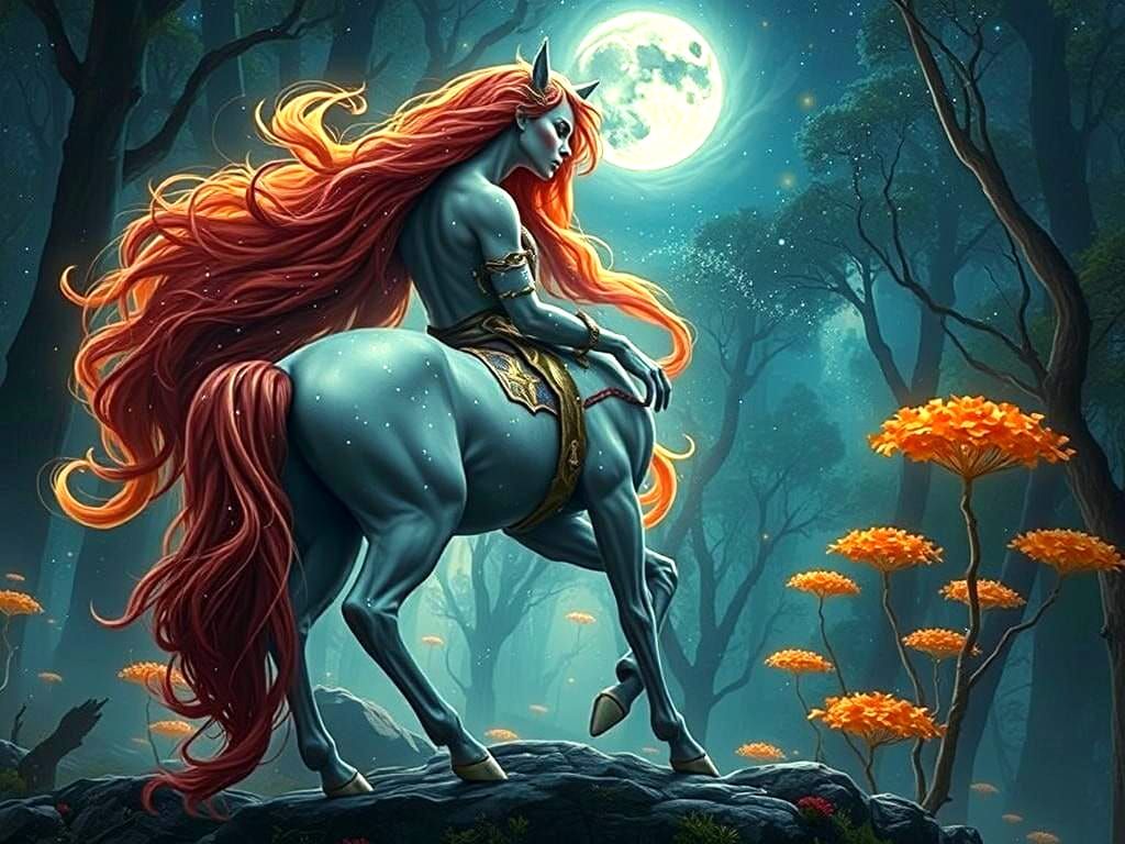A mystical female centaur